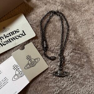 Vivienne Westwood Gunmetal & Crystal Orb Pendant Necklace